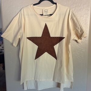 Fantastic Fawn Star Cream T-Shirt with Brown Studded Detail
592
